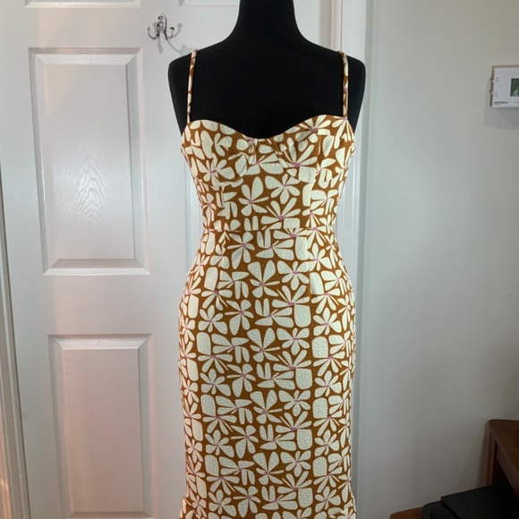 Anthropologie Hutch Floral Slim Jolie Summer Midi Dress Size XS - Picture 2 of 11